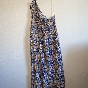 women dress Boho Mosaic tier floral paisley One Shoulder Maxi L knox rose indie